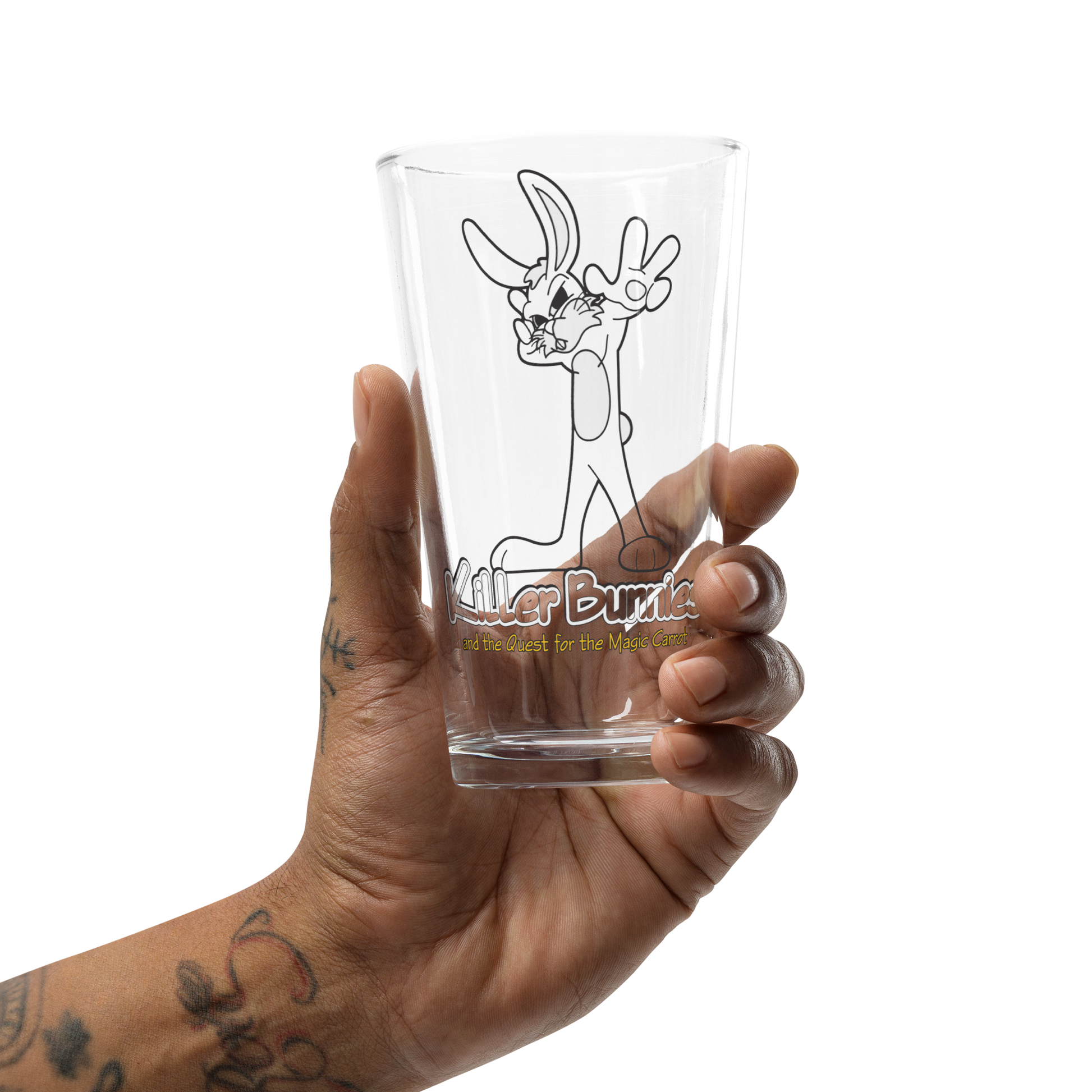 Person holding Hypnotic Bunny Pint Glass