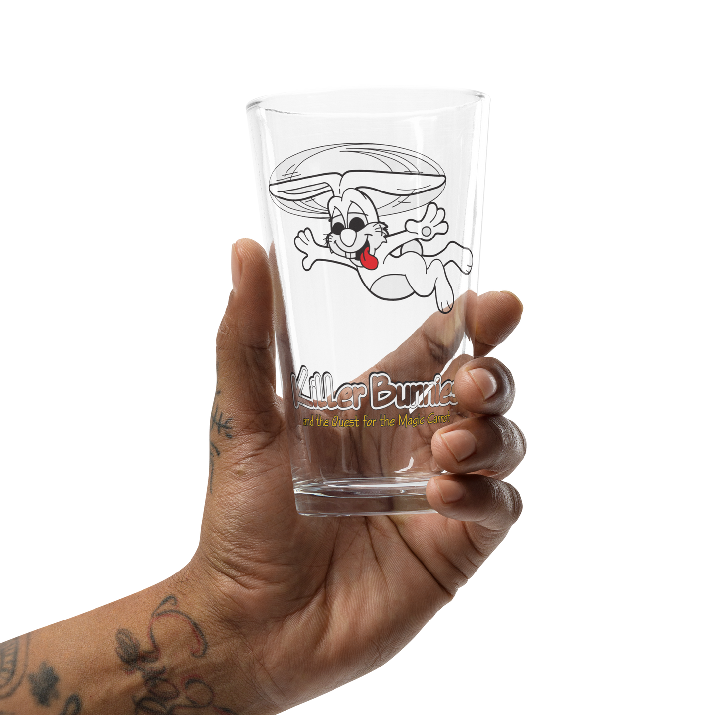person holding Ludicrous Bunny Pint Glass