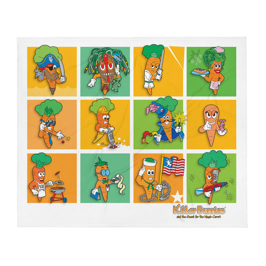 Killer Bunnies Magic Carrots Throw Blanket