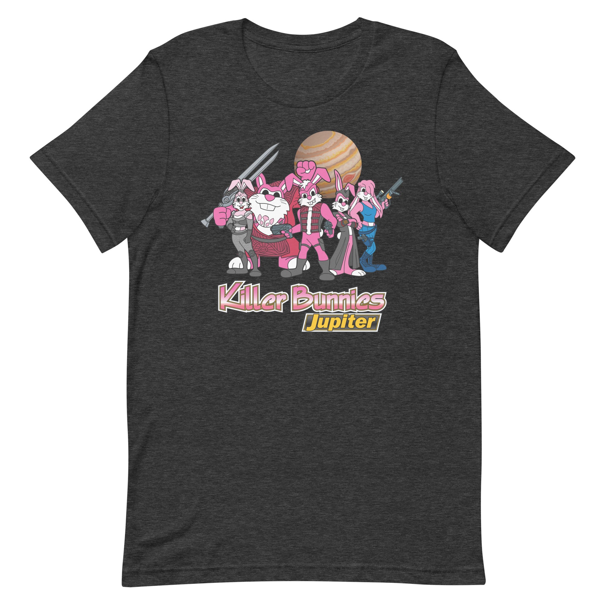 Killer Bunnies Jupiter Pink Unisex T-Shirt - Dark Grey Heather