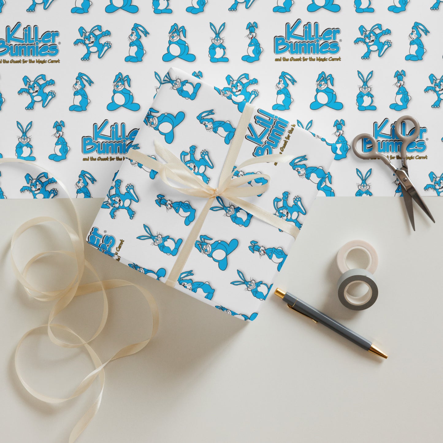 White Killer Bunnies Wrapping Paper Sheets