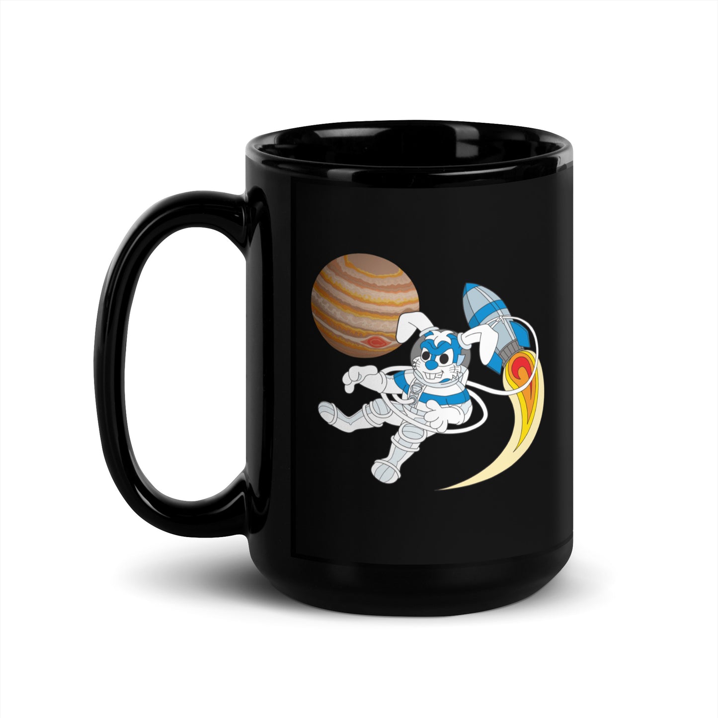 Killer Bunnies Jupiter Black Glossy Mug - handle on left