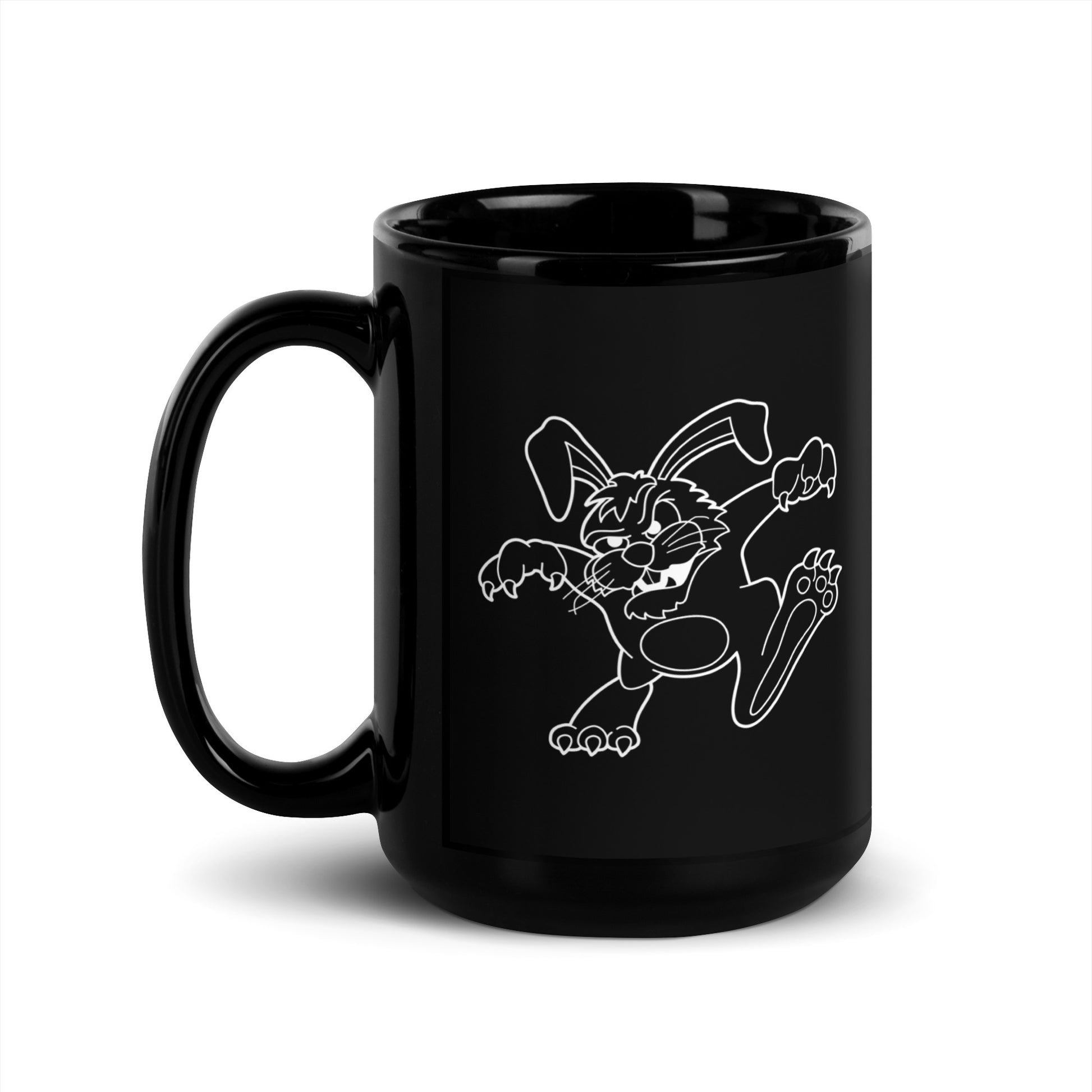 Killer Bunnies Illuminated Black Glossy Mug - handle on left