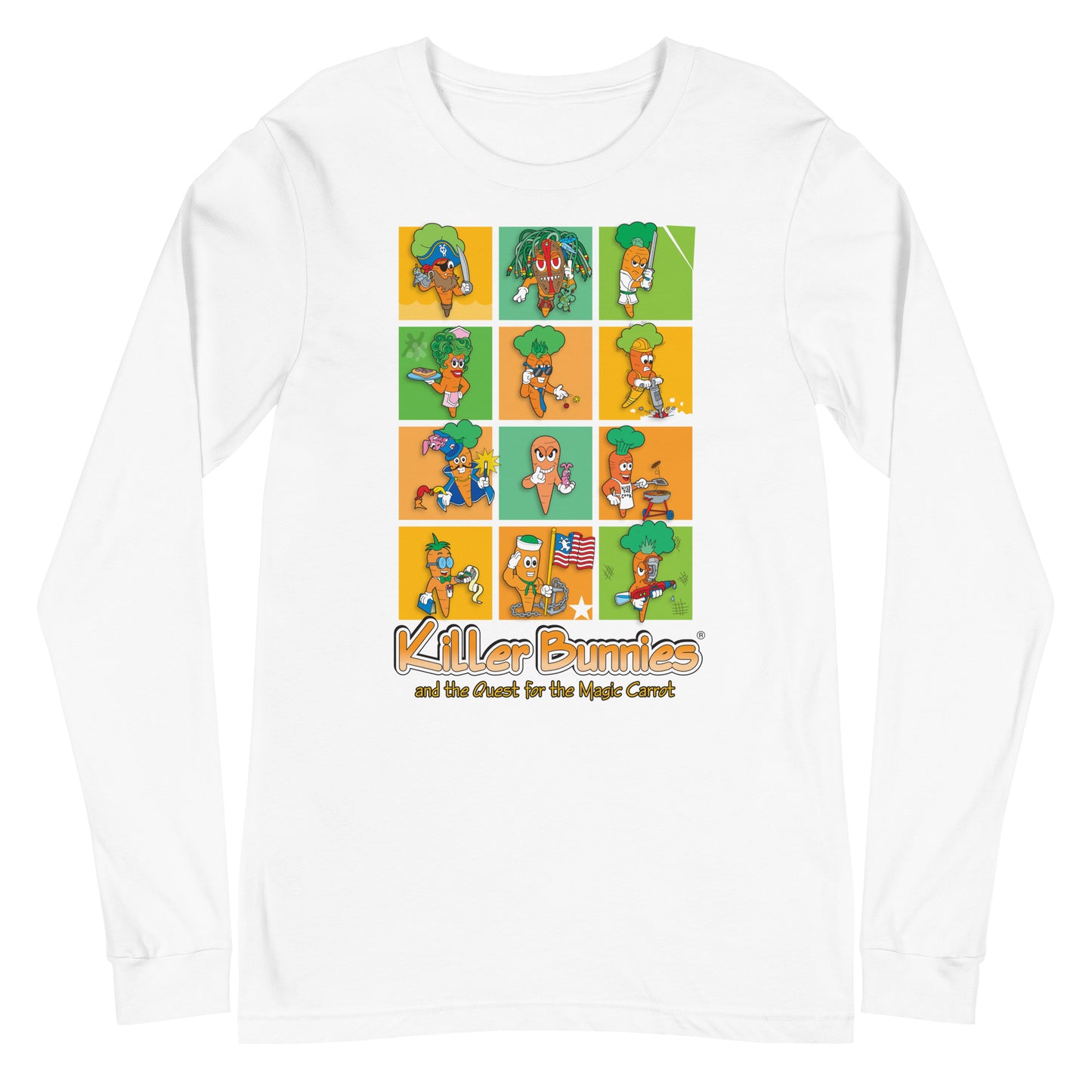 Killer bunnies Magic Carrots Unisex Long Sleeve T-Shirt - White